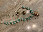 Coro signed Jewelry Lot of three pieces: choker, brooch and clip on earrings.