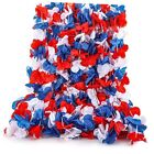 Cindeer 48 Pieces Blue Red and White Flower Leis 3.2 Feet Patriotic Plastic
