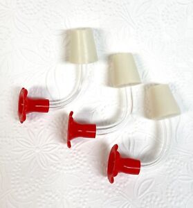 Floral style hummingbird feeder tubes flower Lot of 3 with red tips