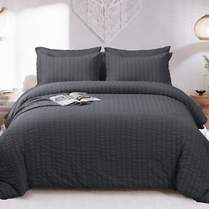 Queen Comforter Set Seersucker 7 Pieces, All Season Luxury Bed in a Bag for Bedr