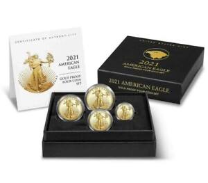 American Eagle 2021 Gold Proof Four-Coin Set Item 21EFN in Sealed Unopened USPS