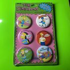 Vintage The Simpsons Pinback Button Collection - 6 Pins Sealed (Bart Homer TV)
