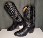 Tony Lama Black Eel Western Cowboy Boots USA Made Vintage Gold Label Men's 11 D