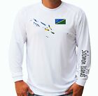 Solomon Islands Flag Map Fishing Boat Long Sleeve UPF 30 T-Shirt UV Protection