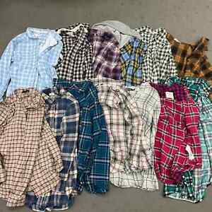 6 Pounds Flannel Wholesale Lot - Men's Multicolor Button-Up Shirts Plaid