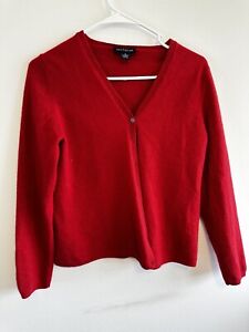 Ann Taylor 2 Ply Cashmere Red Button Long Sleeve Cardigan Sweater, M