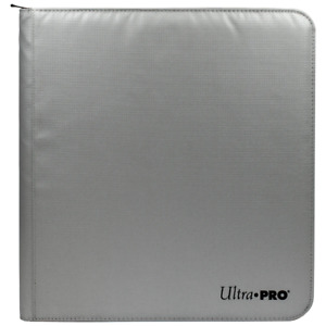 Ultra PRO 12-Pocket Zippered PRO-Binder: Silver Made With Fire Resistant Materia