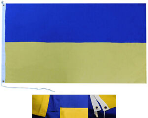 2x3 Ukraine Ukrainian Plain 100% Cotton Flag Banner 2'x3' Grommets 2 Clips