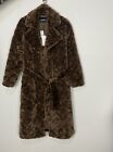 Express Belted Faux Fur Dark Brown Trench Coat Women’s NWT Size XS.
