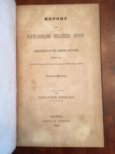 RARE 1858 North Carolina Geological Survey Agriculture Eastern Counties, FOSSILS