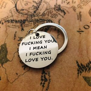 1pc 'I Fuc*ing Love You' Keyring Stainless Steel Couple Gift Funny Cute Key Ring