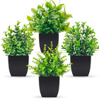 Der Rose Set of 4 Packs Small Fake Plants Mini Artificial Faux Plants Indoor