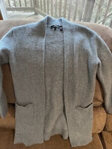 Theory 100% Cashmere Open Front Pocket Cardigan Blue Size L