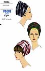 Vogue #7034 Hat TURBAN Fabric Sewing Pattern Vintage 50's Alopecia Chemo Cancer