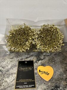 Inspire Me! Home Decor Set of 2 Gold Iced Decorative Glitter Bird Nests New