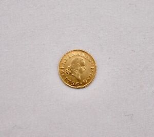 Gold Coin 1/2 Escudo 1756 M JB (Spain, Ferdinand VI) Madrid Mint. Antique. AU
