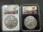 Lot of 2 - 2020  $1 AMERICAN  SILVER  EAGLE NGC  MS 70  BLACK & WHITE HOLDER