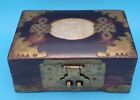Antique Chinese Wood and Brass W/ Jade Inlay Jewelry Box Mayfair & co Hongkong