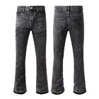 Pop Cargo Boot Cut Style Casual Flares Men's Pants Bell-bottoms Black Jeans 9305