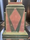 New Listingantique Roseville Futura 1928 art deco pottery pink / green Jukebox vase 8” tall