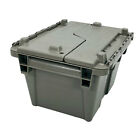 Orbis Plastic Tote Crate Attached Lid Flip Top 70 Lb Load Capacity
