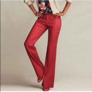 Cabi Red Valentine Linen Blend Trousers Pants Stretch Women’s Size 2