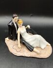 Romantic Couple Lounging On A Beach Ceramic Cake Topper