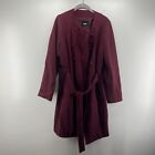 MOSSIMO Womens Large Red  Wool Blend Belted Mid Length Trench Coat