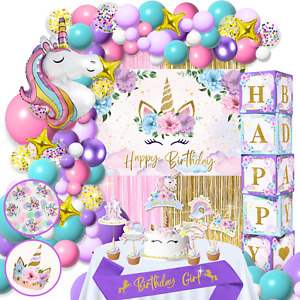 UNICORN Birthday Decorations for Girls Kit, All-in-1 Kit Party Decorations
