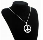 New Unisex Light Stainless Steel Peace Sign Pendant Necklace Jewelry Ball Chain