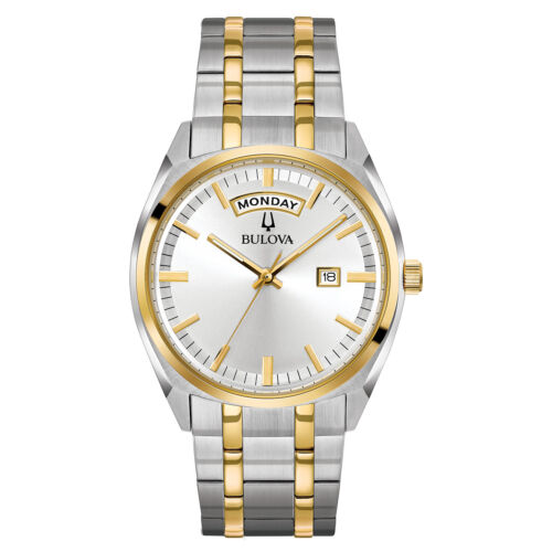 Bulova Men's Quartz Gold Accents Calendar Bracelet Watch 39mm 98C127