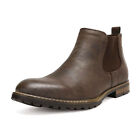 Men Chelsea Ankle Boots Casual Slip On Classic Dress Oxford Boot Dark/Brown