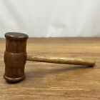 Antique Vintage Judge Gavel Wood Mallet Hammer w/ Wooden Handle Tool