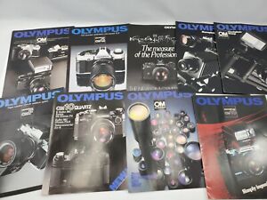 Lot of 9 Olympus OM  System Brochures Camera Lens Flash