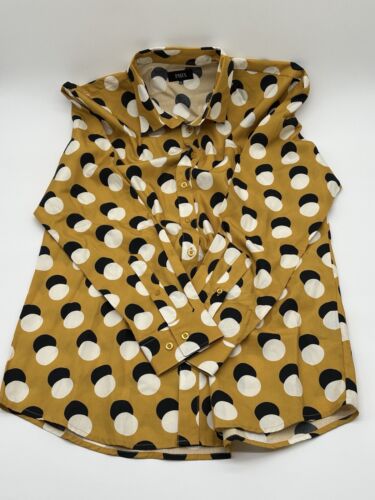 Phix Clothing Scattered Black WhitePolka Dots Yellow Button Collared Men’s XL