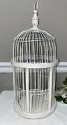 Vintage Decorative Dome Bird Cage White Painted Wood & Wire 18.5
