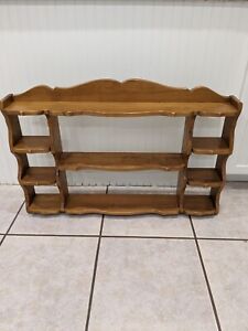 Solid Wood Hanging Curio Wall Display Shelf Teacup And Plates 36