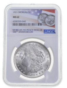 New ListingNGC slab Mint State MS62 1921 Morgan Silver Dollar 2021 Label 100th anniversary