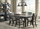 NEW Traditional Rustic Black & Brown 7 pieces Dining Room Table Chairs Set IC0O