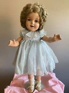 Antique Marked 22” Shirley Temple Composition Doll Original Hair/Socks/Shoes