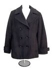 Lands' End Womens Pea Coat Sz 12 Charcoal Gray Wool Cashmere