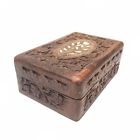 New ListingVintage Hand Carved Wooden Jewelry Trinket Box India Sheesham Wood Flowers 6”