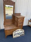 64848  Antique Victorian Oak L Dresser with Mirror