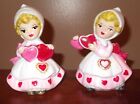 2 PC. Pair Vintage Lefton? Valentines Day Girls Holding Hearts 4
