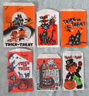 6 Vintage Halloween Paper Trick or Treat Candy Bag Lot Haunted House Black Cat