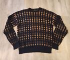 Vintage Sweater Men's Large Geometric Checkered Grandpa Sweater Grunge 90s Retro