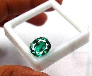 7.35 Ct Certified Oval Shape Zambia Natural Eye Clean Green Emerald Gemstone AKG