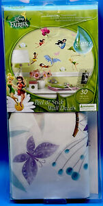 Disney Fairies Peel & Stick Glitter (30) Wall Decals Removable Re-Useable