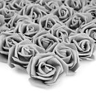 100 Pack Gray Artificial Flowers, Bulk Stemless Fake Foam Roses for Crafts, 3