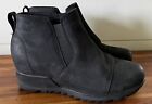 Sorel Evie Womens Boots Size 8.5 Black Leather Ankle Chelsea Pull On Excellent !